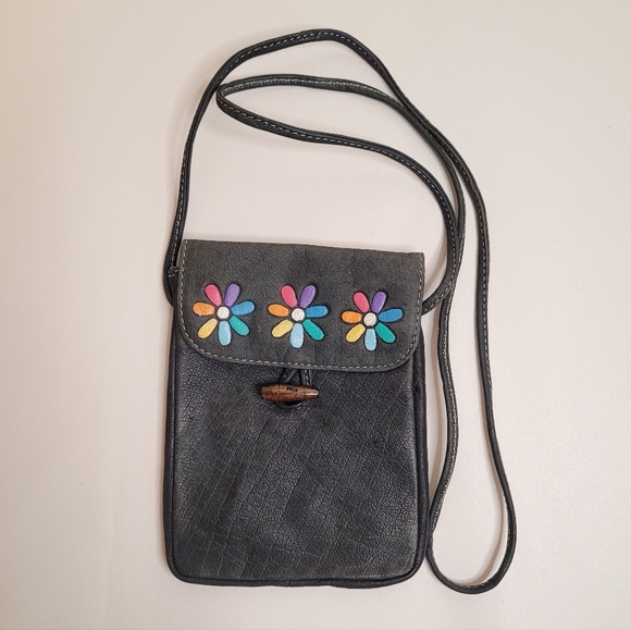 Emily Ann Of Boca Raton Leather Crossbody Bag Hand Painted - Picture 2 of 10